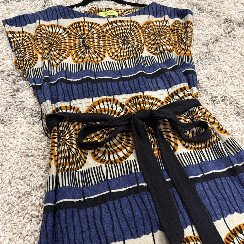 Orion London Belted Printed Dress Abstract Geometric Print | Size XS-S - Picture 2 of 10